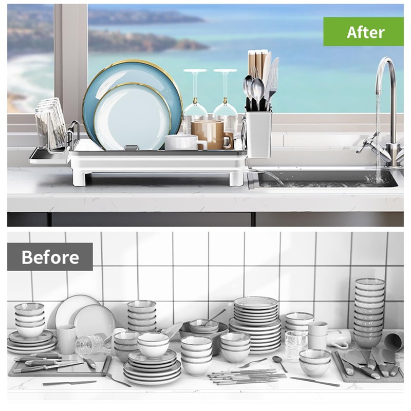 Stainless steel kitchenware storage rack - large capacity kitchen countertop