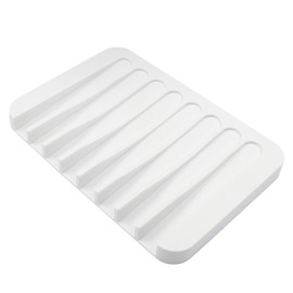Coufce Self Draining Soap Holder Premium Silicone Soap Dish for Shower, Bathroom, Kitchen Waterfall Design Drains Water Efficiently, Extends Soap Life Easy to Clean and Maintain(White)