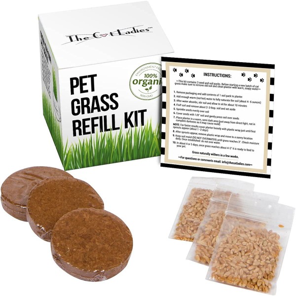 The Cat Ladies Cat Grass Refill Kit 100% Organic 3