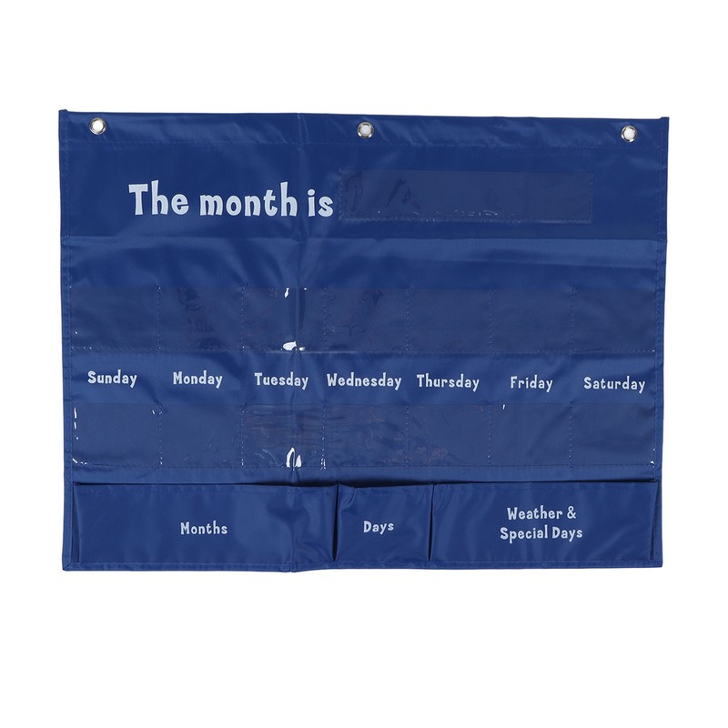 Elementary Weekly Calendar with Weather Pocket Learning Chart for Classroom