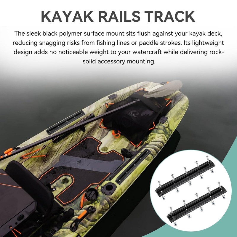 8" Black Kayak Gear Track Rail for YakAttack GTSL90 GearTrac