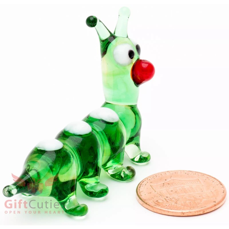 Hand-Blown Glass Caterpillar Figurine Unique Handmade sculpture