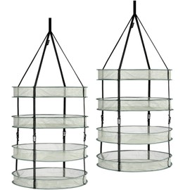 iPower 2 Feet 4 Layer Herb Drying Rack Hanging Dry Net with Foldable Heavy Duty Rings and Carrying Bag, Detachable 2-Pack, Green