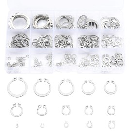 Jalan Pack of 175 Circlips for E-Clip, Snap Ring Set, Seegering Assortment, 304 Stainless Steel with a Plastic Box