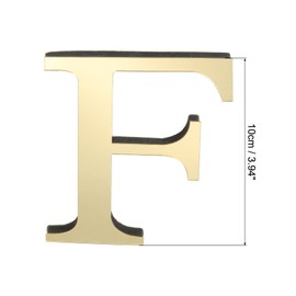 PATIKIL 3D Acrylic Alphabet Mirror Wall Stickers Letter F Self-Adhesive Home Decor Letter Sign Art Sticker Decal for DIY Home Decoration Light Gold
