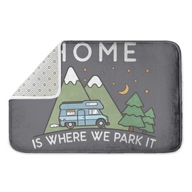 Rajfoo Camping Home Is Where We Park It Campervan Gift Carpets Home Door Mats Anti Slip Entrance Rugs Doormats 40 x 60 CM