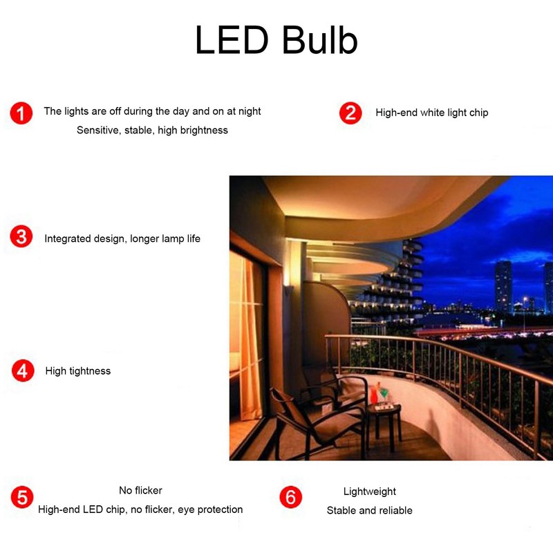 LED Induction Bulb 12W 1080LM Light Control Motion Sensor Dusk