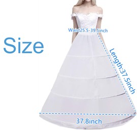 Manqyi Women's Crinoline Underskirt, Cotton Underskirts, Long, Vintage Fur Women's Wedding Dress, Underskirt, Underskirt, 3 Ring Adjustable, Wedding Dress Petticoat, for Wedding Dresses, Prom Dresses