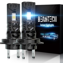 BEAMTECH H7 Light Bulb, No Adapter Need High Speed Fan 6500K Xenon White H7 Bulbs or Fog Lights Pack of 2
