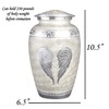 White Angel Wings Funeral Cremation Urn with Mathcing Keepsake Velvet