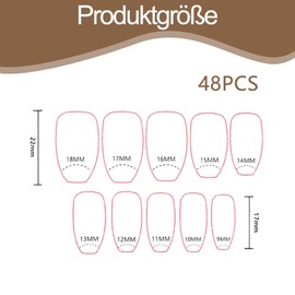 Press On Nails for Sticking, Naild Press On, Fingernails for Sticking, False Sticking, White and Pink, Short, Medium, Square, Pack of 48