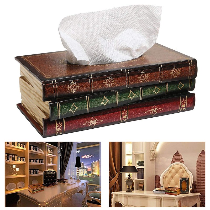 Itian Vintage Style Antique Wooden Tissue Paper Stacking Tissue Box