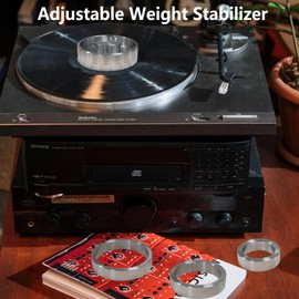 Rockhouse Record Weight Stabilizer, Adjustable Turntable Weight Level Vinyl Record Clamp Mass 400-690 Gram, LP Disc Turntable Phono Accessory for Vibration & Sound Improved