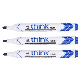 DELI THINK Dry Erase Markers Bullet Tip 2.0mm Low Odor Easy Clean (Pack of 3)