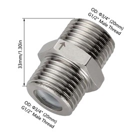 Stainless Steel Check Valve, G 1/2 Inch Male Thread to Male Thread, One-Way Valve for Water Tank, Water Heater, Toilet, 304 Stainless Steel