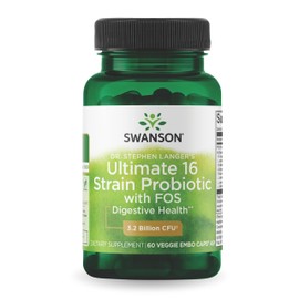 Swanson Dr. Stephen Langer's Formula - Natural Probiotic w/Prebiotic FOS - 16-Strain Supplement Promoting Digestive Support w/ 3.2 Billion CFU per Capsule - (60 Veggie Capsules)