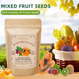 300+ Mix Heirloom Fruit Seeds Kiwi Fig Papaya Orange Seeds 4 Varieties Individually Packaged for Home Garden