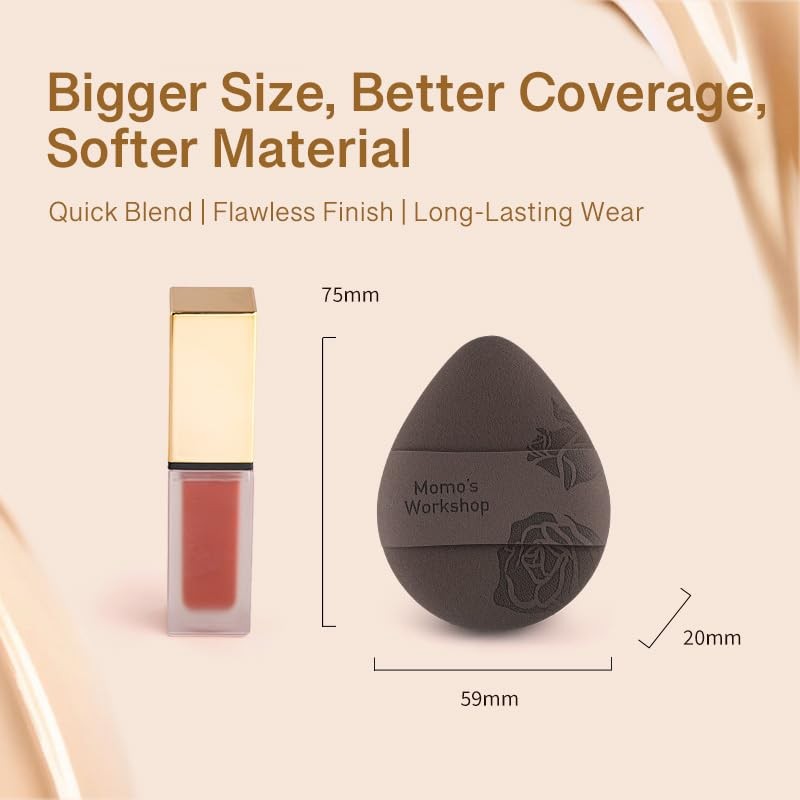 Momo's Workshop Rose Tatami Makeup Sponge Set,Double-Sided Egg Shape Rubycell