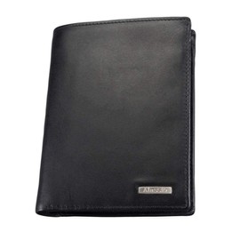 Alassio Kombi Geldbörse im Hochformat, aus echtem Leder, mit Metallemblem und innen Carbonoptik Coin Pouch, 13 cm, Black (Schwarz)