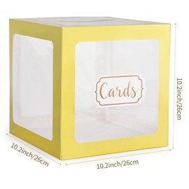 Clear Card Box with Gold Border Wedding Favors Post Cardboard Receiving Money Box Holder for Wedding Reception, Baby Showers, Anniversary, Birthday Party, Graduation Table Centerpiece Decorations