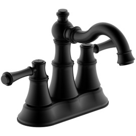 Duttao 2 Handle 4 Inch Center-Set Bathroom Sink Faucet with Pop-up Drain Matte Black Finish DF-2581-MT