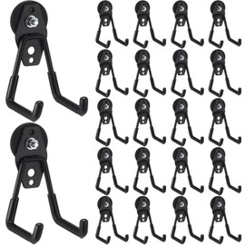 Landhoow 22 Pcs Large Magnetic Hooks Heavy Duty Garage Magnet Hooks Strong Storage Utility Magnetic Hangers with Anti Slip Rubber Coating for Indoor and Outdoor Hanging (Black)