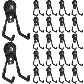 Landhoow 22 Pcs Large Magnetic Hooks Heavy Duty Garage Magnet Hooks Strong Storage Utility Magnetic Hangers with Anti Slip Rubber Coating for Indoor and Outdoor Hanging (Black)