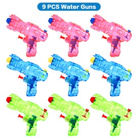 SULOLI Water Guns for Kids, 9 Pack Small Squirt Water Guns Plastic Blasters for Swimming Pool Beach Outdoor Water Fighting Toys