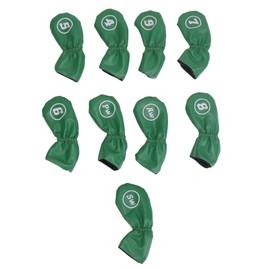 9pcs Golf Club Cover PU Leather Stylish Portable Golf Head Cover for Iron Drive Clubs Green