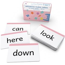 Attractivia Pre-K Sight Words Magnetic Flash Cards(Pre-Kindergarten) - 40 Sturdy Large Dolch Cards for Literacy of Beginning Readers, Homeschool, Teachers and ESL, Preschool