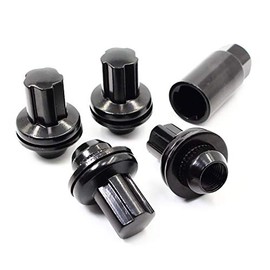 Set of 4 Veritek 14x1.5mm 1.85 Inch 47mm Length 22mm Key Hex OEM Mag Washer Style Factory Replacement Black Wheel Locks for Toyota Sequoia Landcruiser Tundra Lexus LX