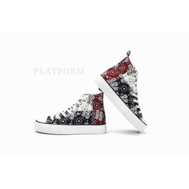 Womens Platform Canvas Shoes Low Top and High Top Canvas Sneakers Lace-up Fashion Casual Shoes for Women Flower