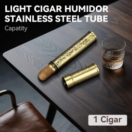 demcigar Cigar Tube, Aluminum Cigar Holders Travel Airtight Single Carving Cigar Tube Humidor Case Outdoors, Gift for Men(Silver)