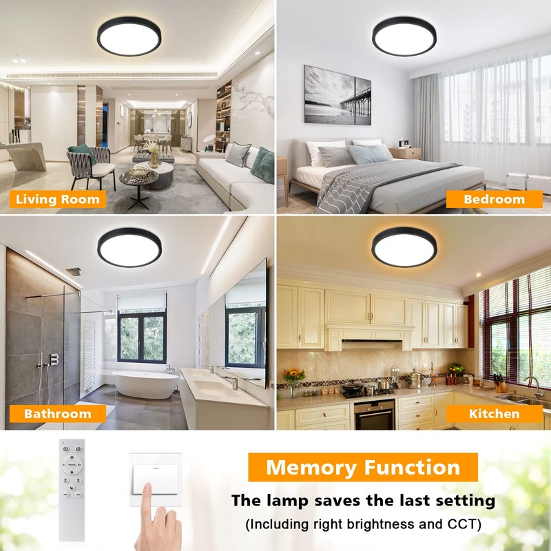 Unicozin Dimmable LED Flush Mount Ceiling Light with Remote Control,