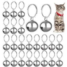 Dog Collar Bells Pet Collar-Pendant - 24PCs Cat Collar Bells Copper Bell Training Charm DIY Crafts Bells for Pet Cat Dog Necklace Collar (Silver 14MM)