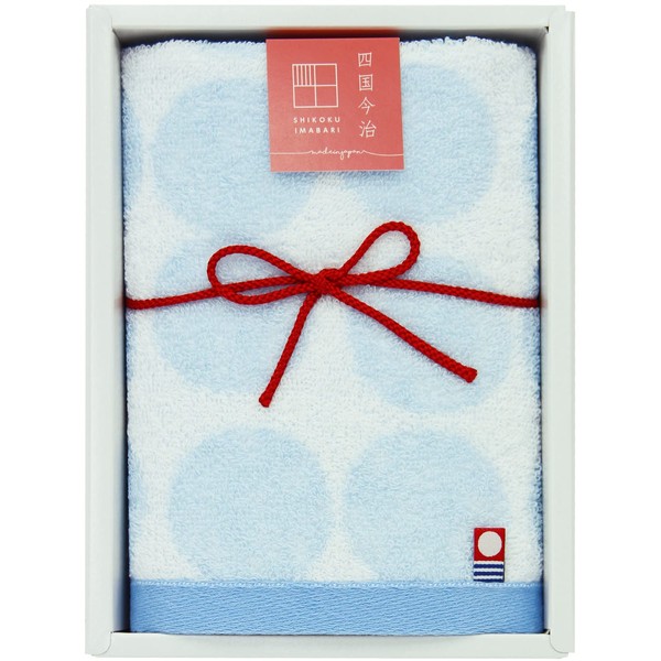 Hayashi GI052700 Towel Gift Shikoku Imabari Kanon Dot Wash Towel, 1 Piece Set, Made in Japan, 13.4 x 13.8 inches (34 x 35 cm), Blue