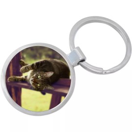 Lounging Kitty Cat Keychain - Includes 1.25 Inch Loop for Keys or Backpack