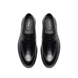 Clarks Men's Aldwin Step Penny Loafer, Black Leather, 9