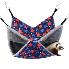 Petonfun Guinea Pig Hideout Toys, Ferret Hammock, Rat Cage Accessories Set - Large Small Animal Chinchilla Bed for Hamster, Tunnel, Squirrel, Sugar Glider - Hanging Hide, Blue