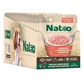 NATOO Complemento para Comida para Perros Quisquillosos Y Premio(Salmón Y Arroz Integral) Complementos para Comida Seca, Complementos para Comida Húmeda para Perros Y Cachorros, Alimento para Perros C