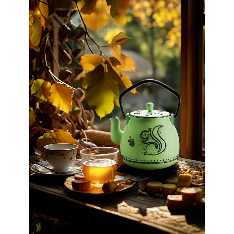Toptier Teapot with Removable Infuser, Cast Iron Tea Kettle Stovetop