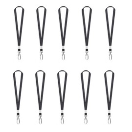 Nzexlyva 10pcs Lanyard, Office Lanyard for ID Card Badge Holder for Meeting, Black Lanyards for Neck with Metal Lobster Clips, Badge Lanyards with Clip Swivel Hooks for Keys
