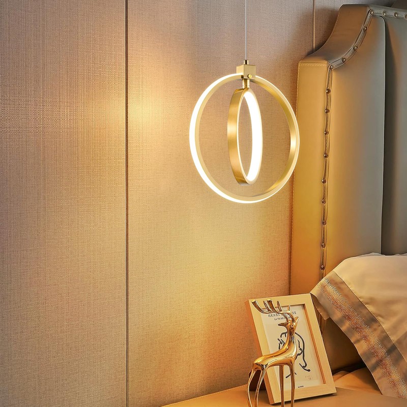 BNHHLZ Modern LED Chandelier Gold Ring Pendant Light Fixtures 4000K