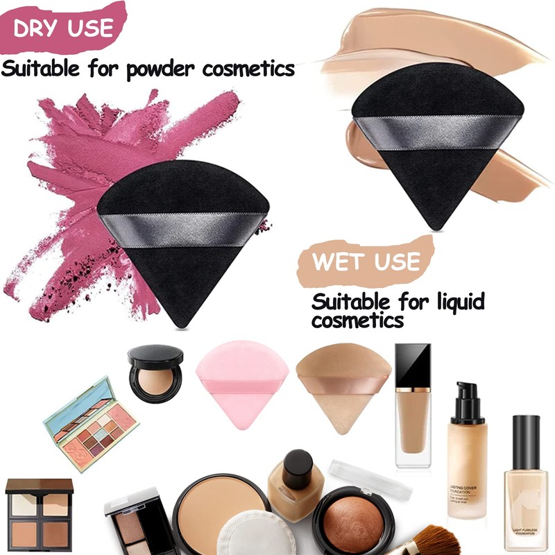 2 Pcs Stadux Triangle Powder Puff, Reuseable Powder Puff With