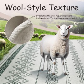 TTelephant Moroccan Washable Area Rug 8x10, Spill-Proof Surface, Non-Slip Backing, Cozy Soft Faux Wool, Printed Rug for Living Room, Bedroom, Dining Room - Otis