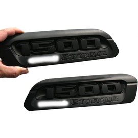 Pair Set 1500 Etorque Exterior Badges Emblems Hood Left Right Side Badge Compatible with fits 1500 68500543AA 68500544AA (Matte Black)