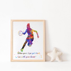 Dignovel Studios 11X14 Unframed Basketball Girl When Your Legs Get Tired Motivational Watercolor Art Wedding Housewarming Nursery Kids Wall Art Giclee Office Home Decor Wall Hanging DN521