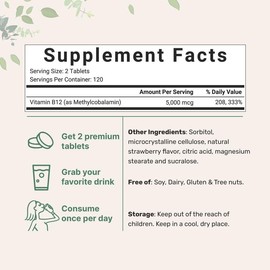 Micro Ingredients Vitamin B12 5000mcg | Methyl B12 Active Form – 240 Chewable Tablets Healthcare Dietary