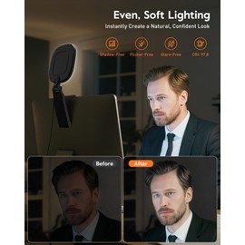 Upgraded Ring Light for Laptop, Monitor, Desk & Phone – Eye-Caring LED Webcam Light with Screen-Safe Clip, Adjustable Monitor Mount, 50 Lighting Modes, Computer Light for Zoom, Streaming, Video Calls
