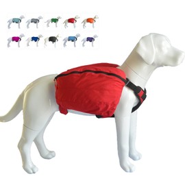 Lovelonglong Dog Backpack for Hiking, Multifunctional Dog Day Pack Zippered Travel Dog Saddle Bag Outdoor Hiking Backpack with 2 Capacious Side Pockets for Small Medium Large Dogs Red XS